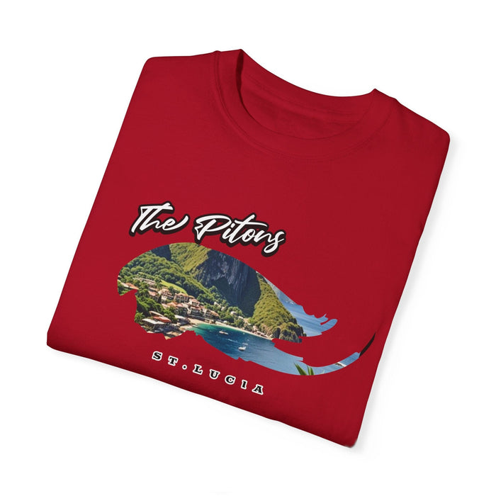 Printify T-Shirt The Pitons, St. Lucia T-Shirt Comfortable Casual Travel Outdoor Adventure Shirt