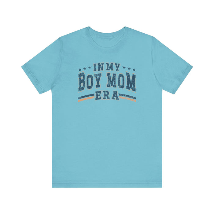 Printify T-Shirt Turquoise / S In My Boy Mom Era Tee – Comfortable & Stylish Womens Short Sleeve Crewneck Cotton T-Shirt Mom Gift, Mothers Day Gift