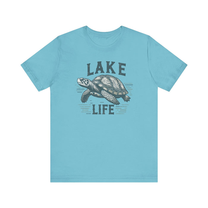 Printify T-Shirt Turquoise / S Living With The Turtle Lake Life Jersey Short Sleeve Tee - Soft Cotton Classic Nature Great Gift, Husband Gift, Wife Gift Fishing Shirt