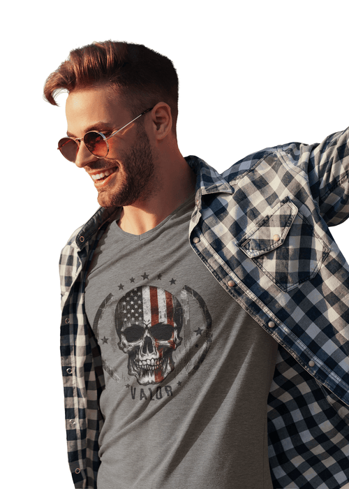 Printify T-Shirt Valor Skull T-Shirt  Unleash Your Inner Warrior with Bold Style