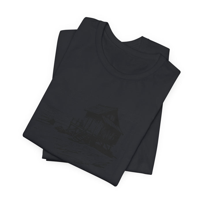 Printify T-Shirt Vintage Black / XS By the Shore Cabin Tee Tranquil Waterfront Design Tshirt