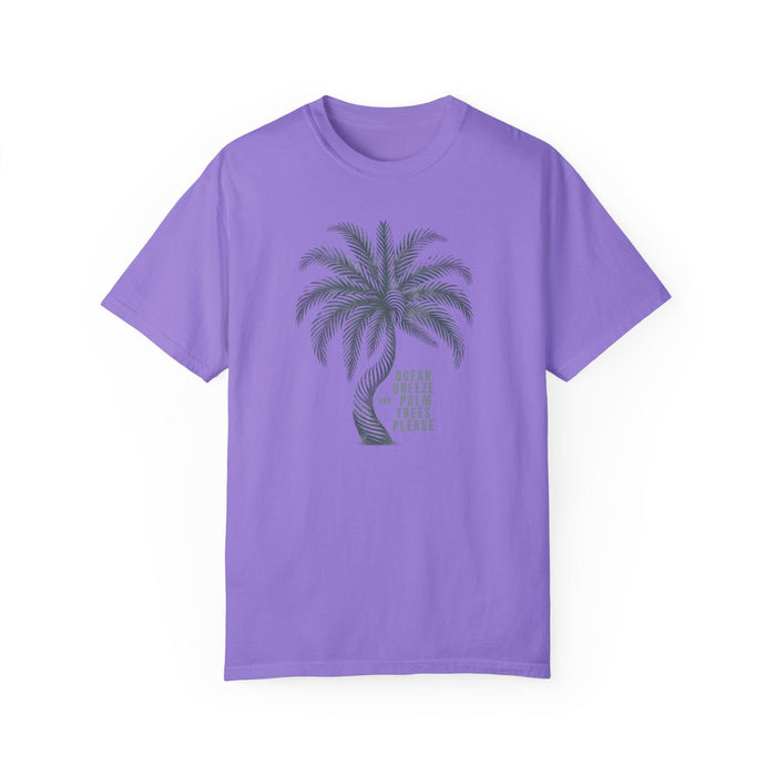 Printify T-Shirt Violet / S Ocean Breeze & Palm Trees: Customize Your Comfort with Our Cozy Cotton Tee Great Gift Tshirt