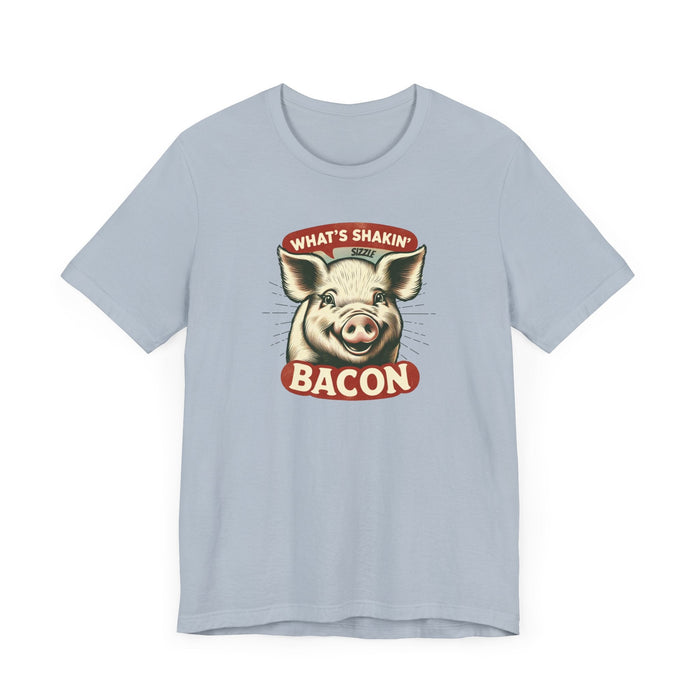 Printify T-Shirt What's Shakin' Bacon - Bacon Vibes! Join The Bacon Crew! Dive into Fun with Our Classic Tee! Bacon Lovers!