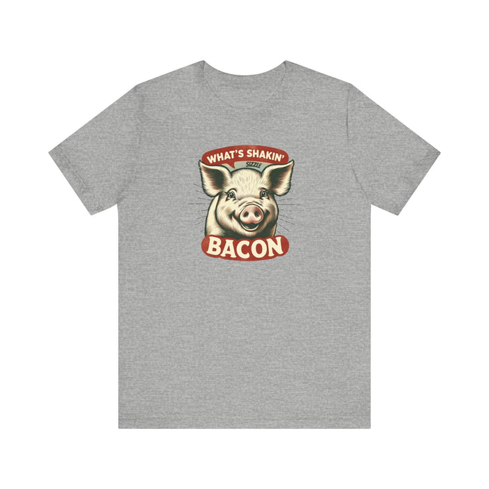 Printify T-Shirt What's Shakin' Bacon - Bacon Vibes! Join The Bacon Crew! Dive into Fun with Our Classic Tee! Bacon Lovers!