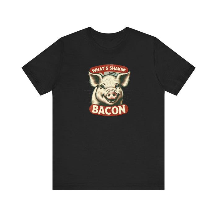 Printify T-Shirt What's Shakin' Bacon - Bacon Vibes! Join The Bacon Crew! Dive into Fun with Our Classic Tee! Bacon Lovers!