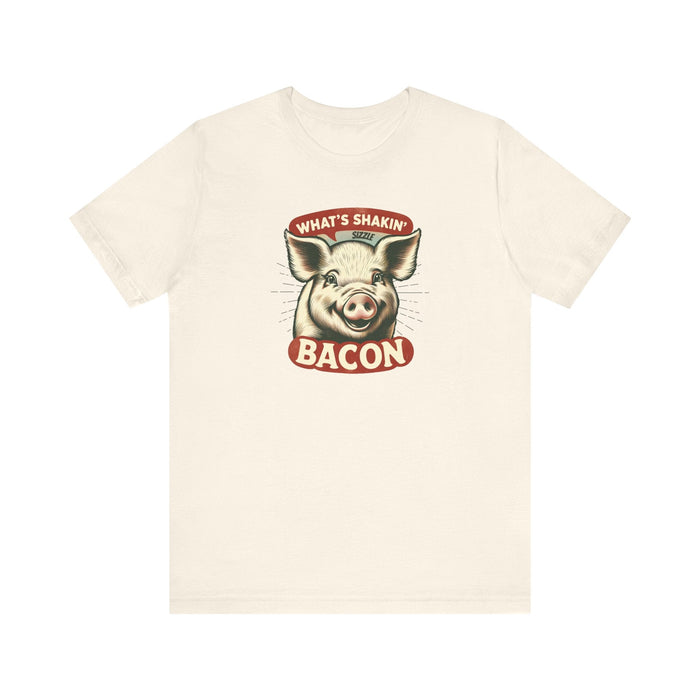 Printify T-Shirt What's Shakin' Bacon - Bacon Vibes! Join The Bacon Crew! Dive into Fun with Our Classic Tee! Bacon Lovers!