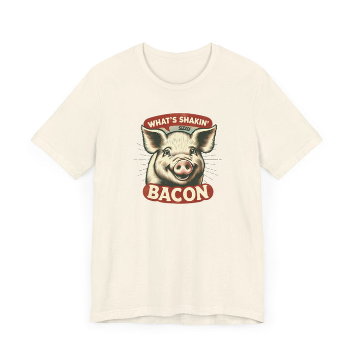 Printify T-Shirt What's Shakin' Bacon - Bacon Vibes! Join The Bacon Crew! Dive into Fun with Our Classic Tee! Bacon Lovers!