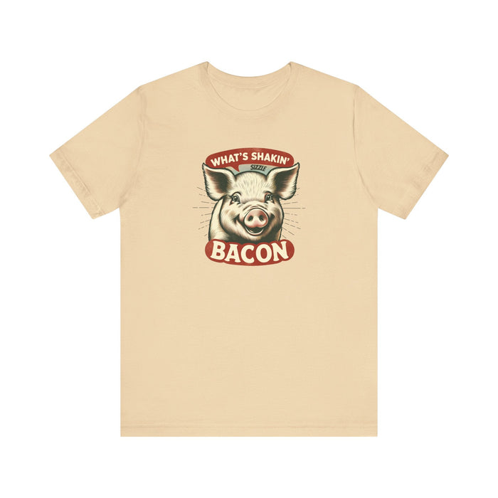 Printify T-Shirt What's Shakin' Bacon - Bacon Vibes! Join The Bacon Crew! Dive into Fun with Our Classic Tee! Bacon Lovers!