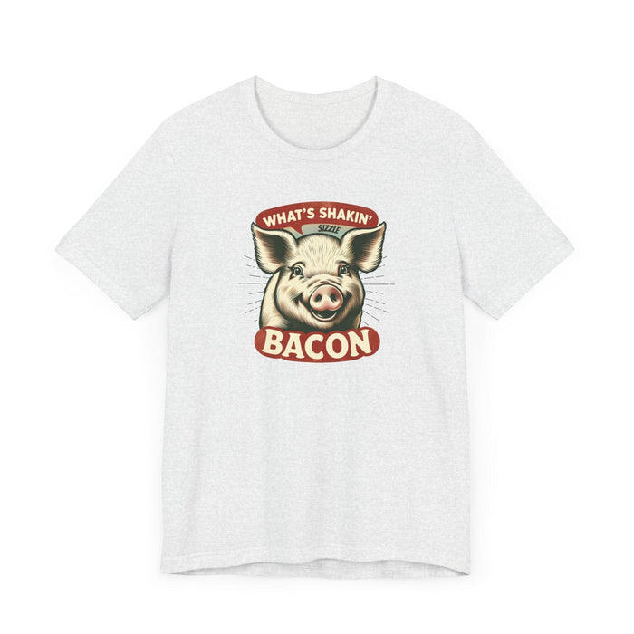 Printify T-Shirt What's Shakin' Bacon - Bacon Vibes! Join The Bacon Crew! Dive into Fun with Our Classic Tee! Bacon Lovers!