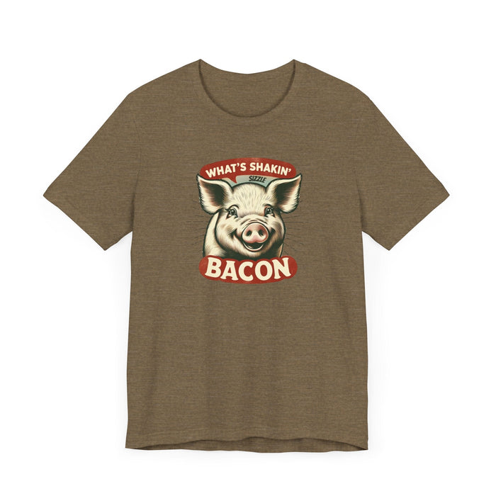 Printify T-Shirt What's Shakin' Bacon - Bacon Vibes! Join The Bacon Crew! Dive into Fun with Our Classic Tee! Bacon Lovers!