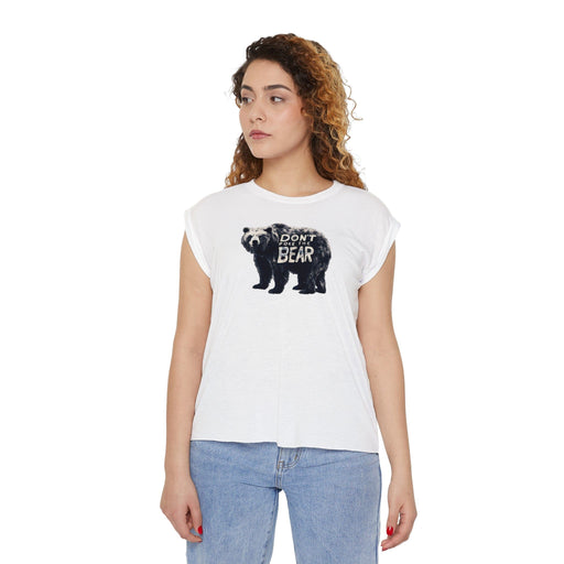 Printify T-Shirt White / S Don't Poke The Bear Womens Flowy Muscle Tee Trendy Athletic Chic