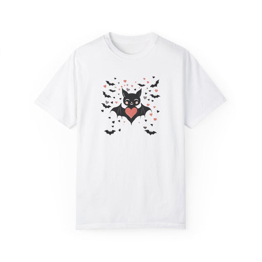 Printify T-Shirt White / S Happy Halloween Bat Vibes Comfort Colors 1717 Garment-Dyed T-Shirt Halloween Tshirt Womens Gift Mens Gift Holiday Gift