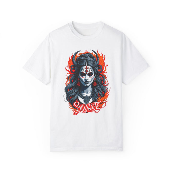 Printify T-Shirt White / S Kali the Destroyer Hindu Goddess SAVAGE Unisex Garment-Dyed T-Shirt Comfort Colors Great Gift Idea Stylish and Trending