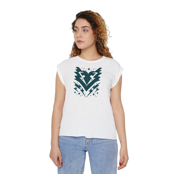 Printify T-Shirt White / S Lightning Bolt Heart Women's Muscle Tee: Sporty Style with a Touch of Edge Tshirt