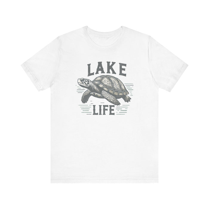 Printify T-Shirt White / S Living With The Turtle Lake Life Jersey Short Sleeve Tee - Soft Cotton Classic Nature Great Gift, Husband Gift, Wife Gift Fishing Shirt