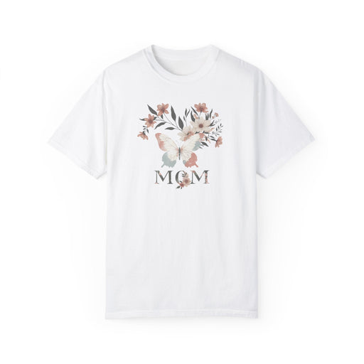 Printify T-Shirt White / S Mom Life in Full Bloom Soft Colored Boho Inspired Garment-Dyed T-shirt Great Gift, Mom Gift, Mothers Day Gift, Wife Gift, Sister Gift