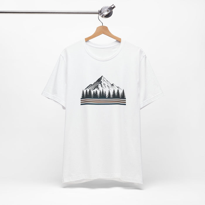 Printify T-Shirt White / XS Mountainscape Graphic Shirt | Nature & Outdoor Seekers Unisex Jersey Short Sleeve Tee