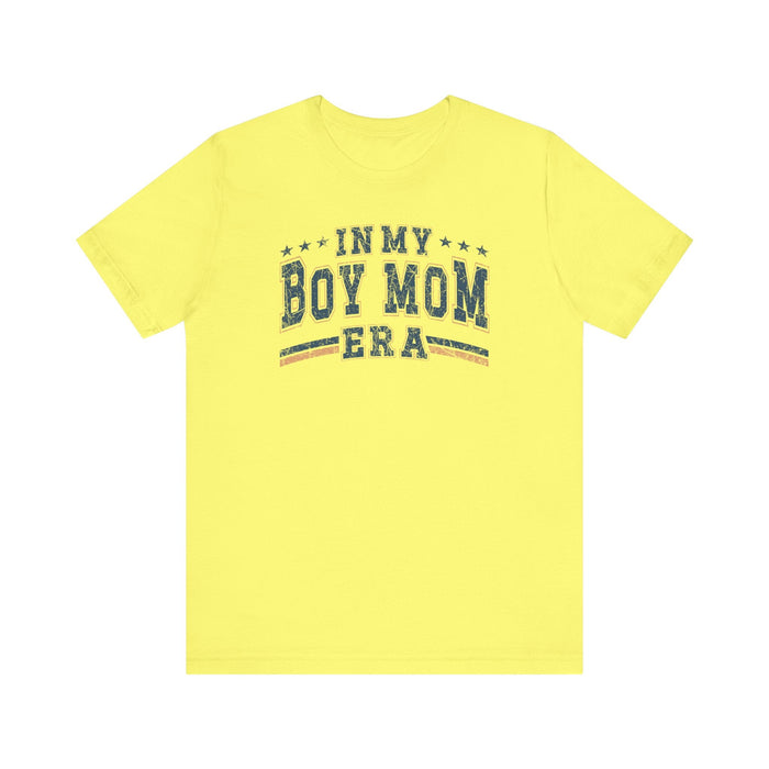 Printify T-Shirt Yellow / S In My Boy Mom Era Tee – Comfortable & Stylish Womens Short Sleeve Crewneck Cotton T-Shirt Mom Gift, Mothers Day Gift