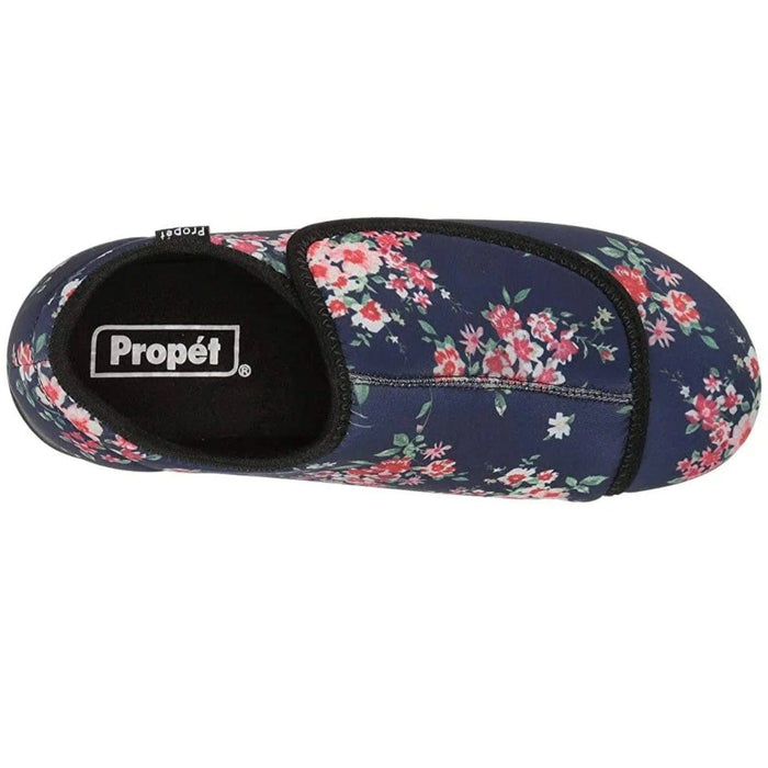 Propet 8 / Blue Floral Pattern / Fabrc "Propet Women's Cush N Foot Walking Sneakers - Navy Blossom, Size 8"