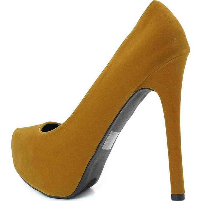 Qupid 6.5 / mustard Qupid Marquise06 Velvet Platform Stiletto Pumps High Heel SZ 6.5 Brown Mustard