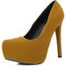 Qupid 6.5 / mustard Qupid Marquise06 Velvet Platform Stiletto Pumps High Heel SZ 6.5 Brown Mustard