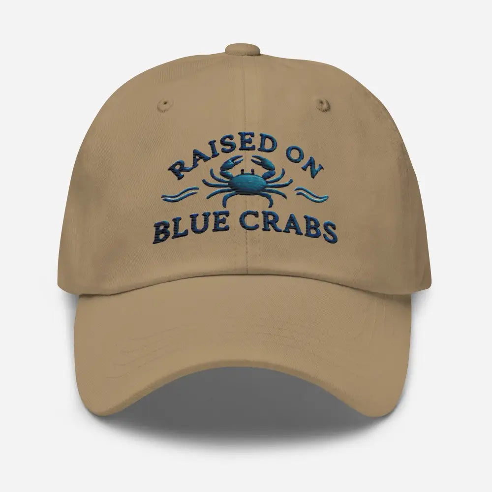 Tan blue crabs dad hat embroidered cap in cotton twill