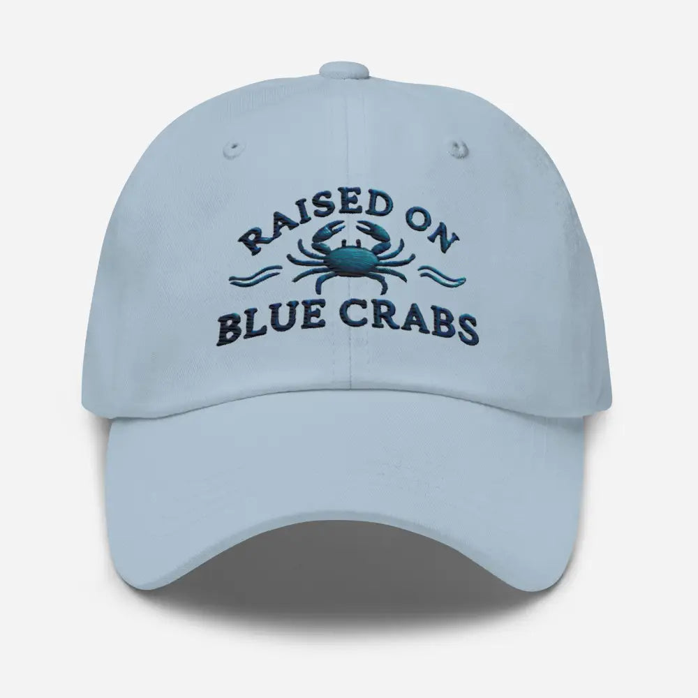 Light blue crabs dad hat embroidered cap in cotton twill