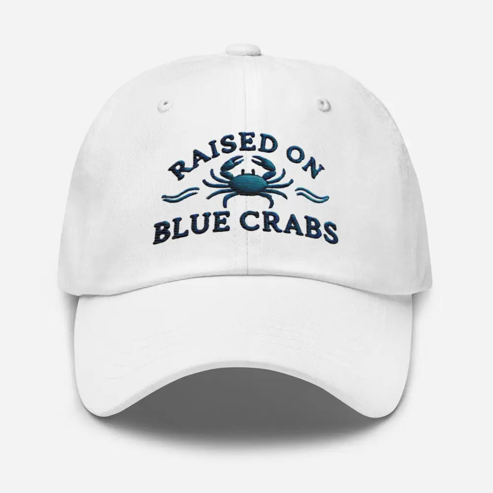 White blue crabs dad hat embroidered cap on chino cotton twill