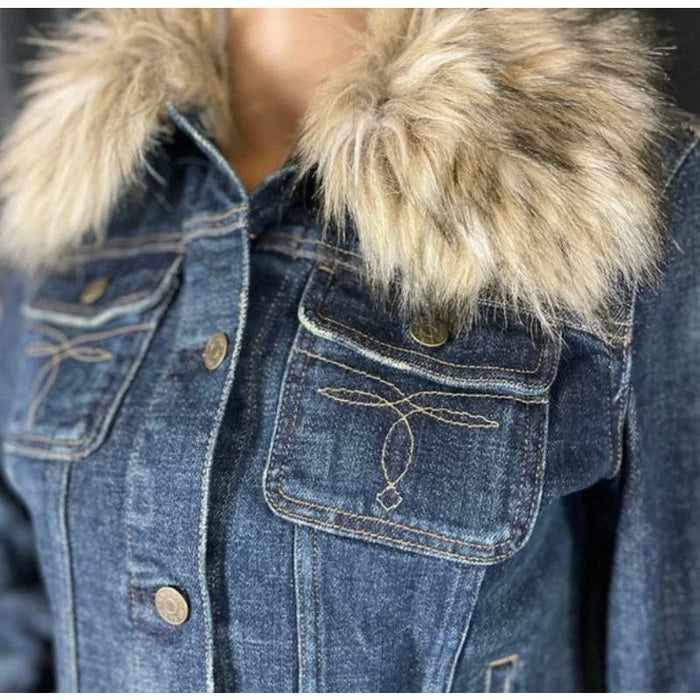 Ralph Lauren Small / Blue Ralph Lauren Denim Jacket - Size S - Removable Fur Collar Stylish Jacket WC26