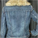 Ralph Lauren Small / Blue Ralph Lauren Denim Jacket - Size S - Removable Fur Collar Stylish Jacket WC26