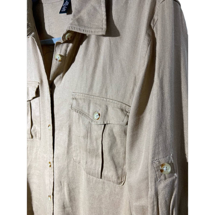 Ralph Lauren XL / Khaki Ralph Lauren Shirt dress in khaki size X-Large * wom117