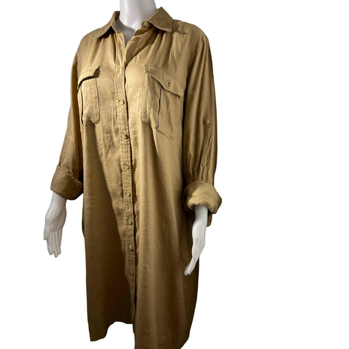 Ralph Lauren XL / Khaki Ralph Lauren Shirt dress in khaki size X-Large * wom117