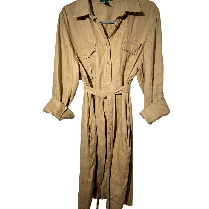 Ralph Lauren XL / Khaki Ralph Lauren Shirt dress in khaki size X-Large * wom117