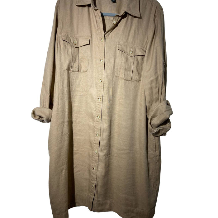 Ralph Lauren XL / Khaki Ralph Lauren Shirt dress in khaki size X-Large * wom117