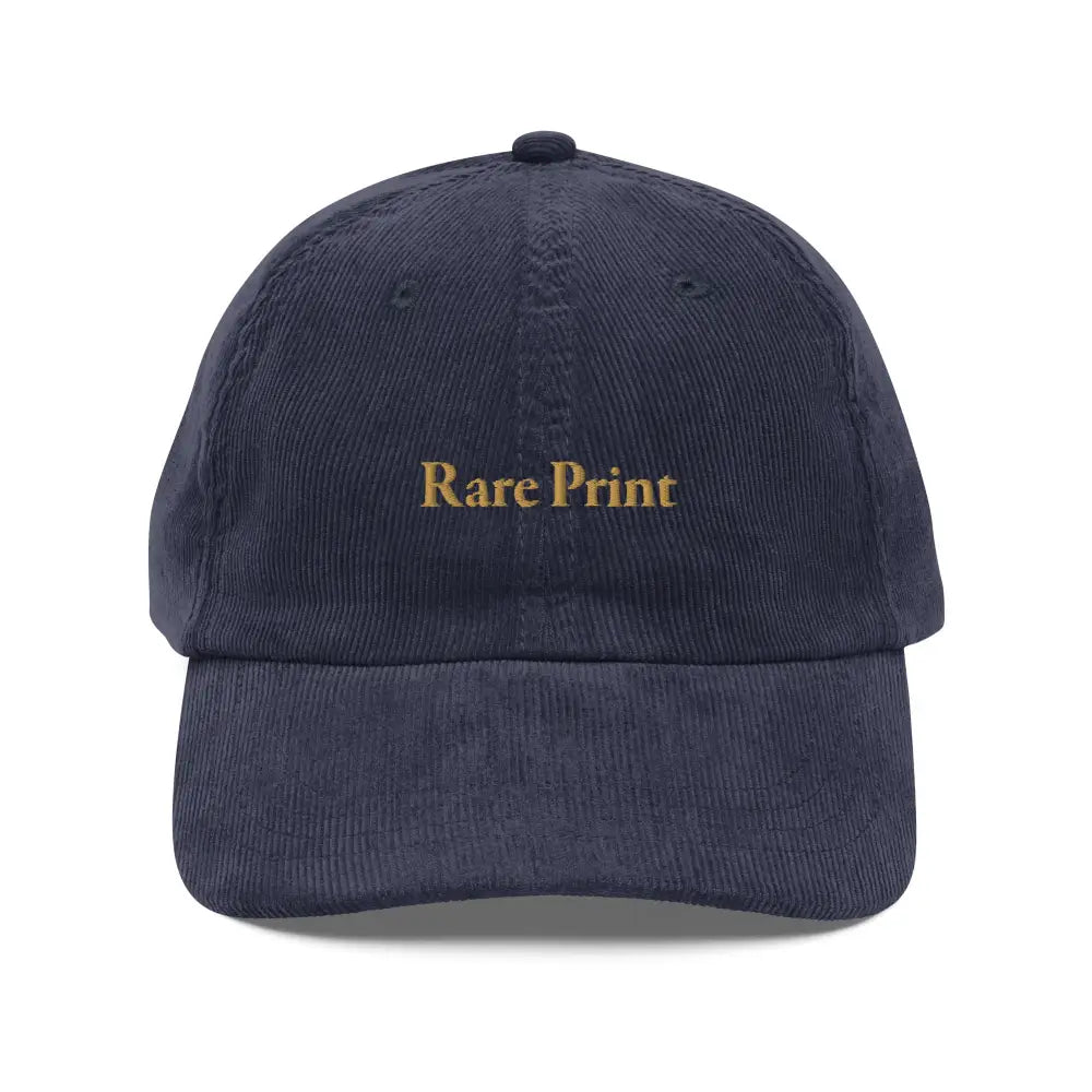 Dark blue rare print embroidered vintage corduroy cap by Trini Skies