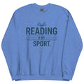 Cozy heather gray book lover favorite sport sweatshirt with open book graphic