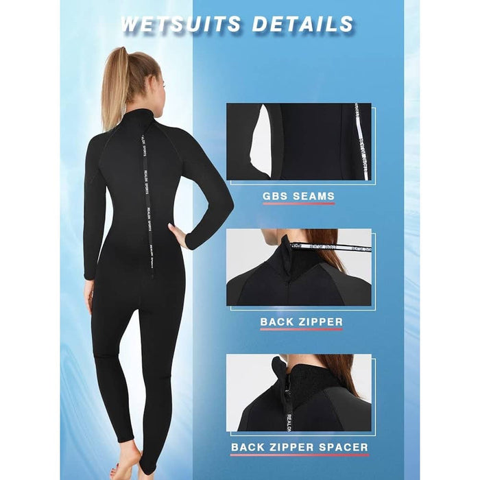 realoriginalcolors Small / Black REALON Women's Full Body Thermal Scuba Diving Wetsuit SZ Small