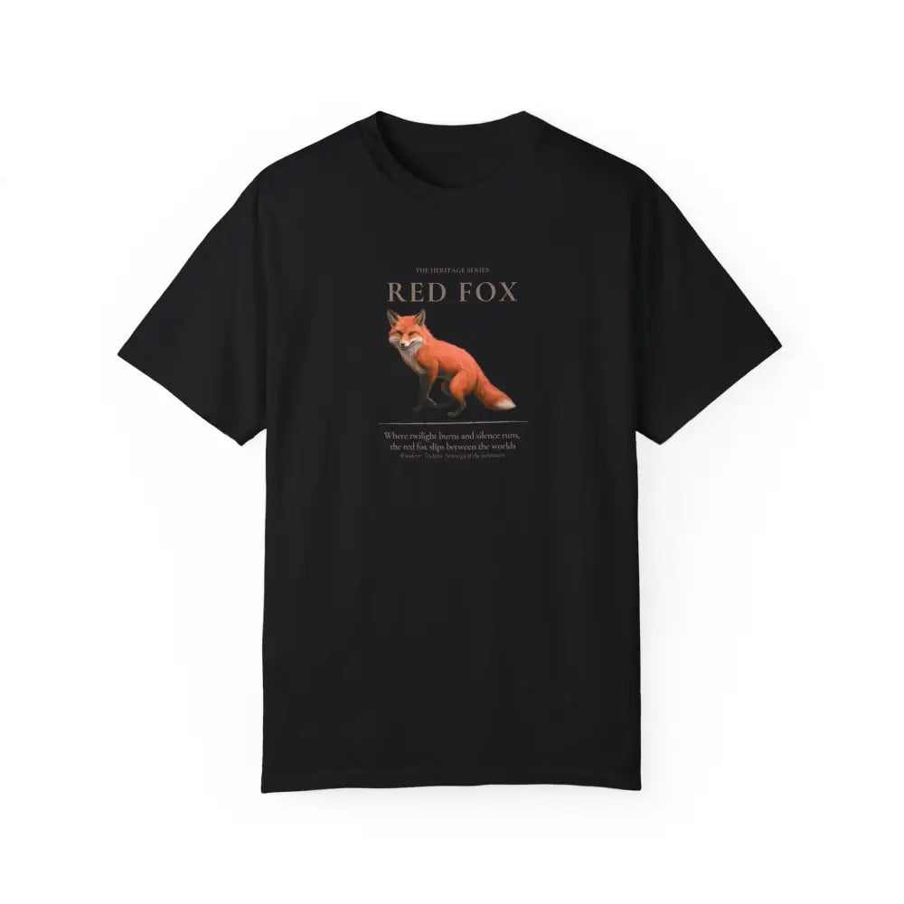 Black short-sleeve Red Fox Heritage Wilderness Graphic Tee with fox print