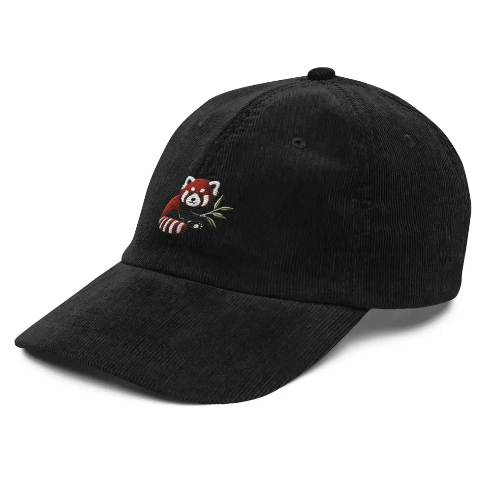 Red panda embroidered corduroy cap from Trini Skies Graphics