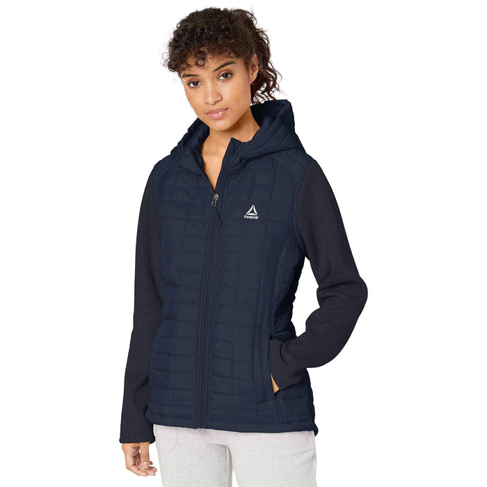 Reebok medium / blue Reebok Quilted Knit Blue Jacket * Cozy Comfort in Women’s Size Medium wom801