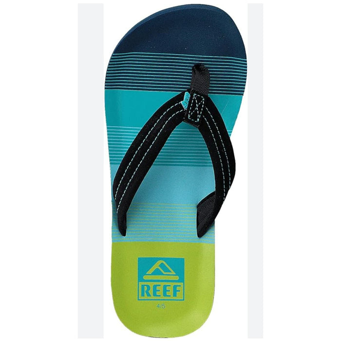 Reef 7/8 / Blue/Green "REEF Little Ahi Kids Boys Summer Beach Flip Flops Sandals, Size 7/8"