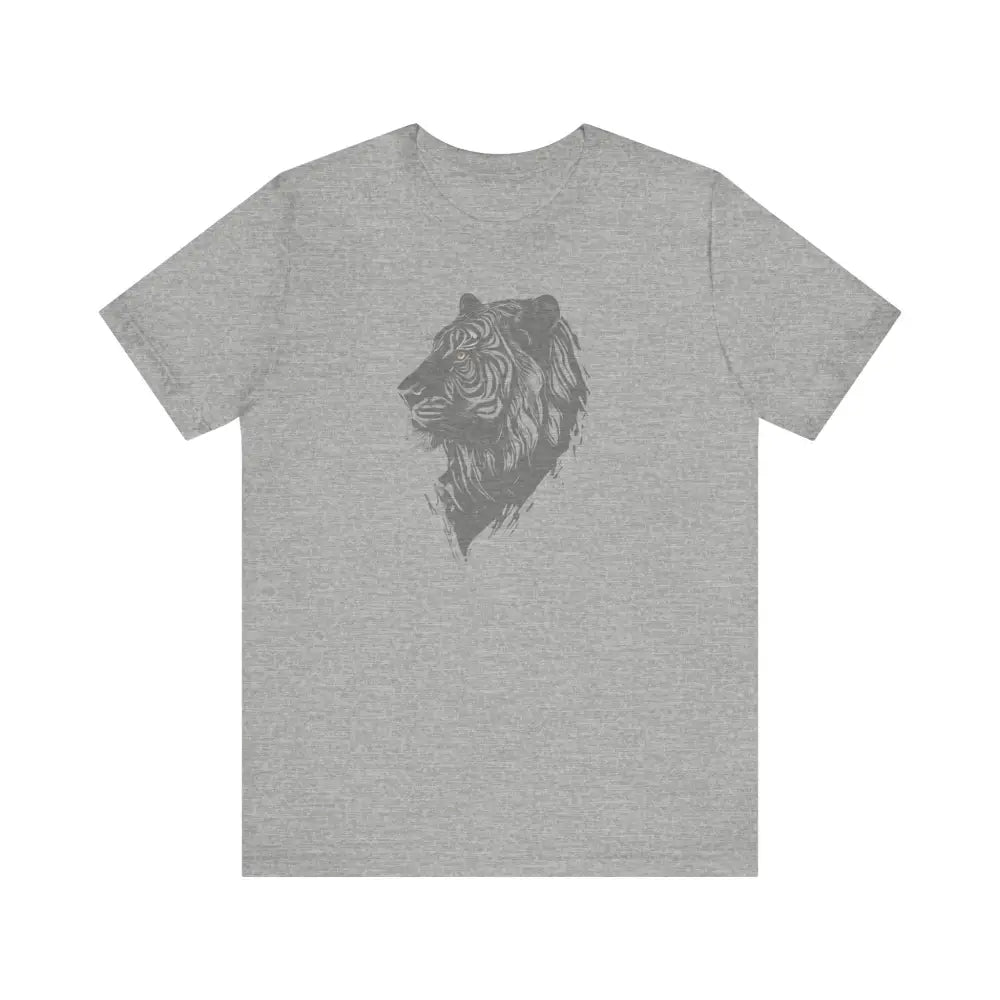 Grey unisex jersey tee with tiger wildlife graphic in heather