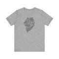 Grey unisex jersey tee with tiger wildlife graphic in heather