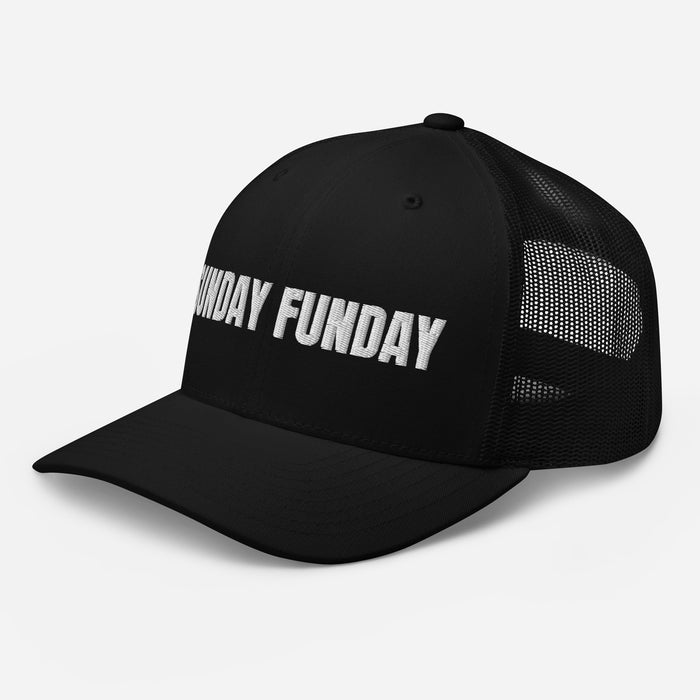 Sunday Funday Embroidered Trucker Cap Classic Six-Panel Mesh Back Hat Party Football Sports Hat