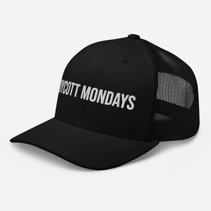 Boycott Mondays Embroidered Trucker Cap Classic Six-Panel Mesh Back Hat Statement Hat Mens Hat Womens Hat Gift Idea