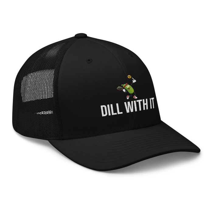 Pickleball Dill With It Embroidered Trucker Cap Classic Six-Panel Mesh Back Hat Pickleball Hat Mens Hat Womens Hat Gift Idea