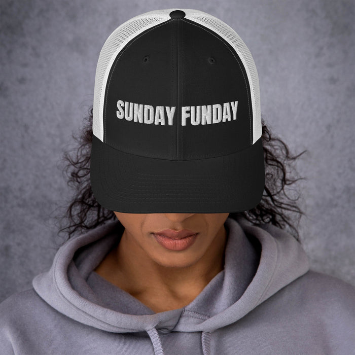 Sunday Funday Embroidered Trucker Cap Classic Six-Panel Mesh Back Hat Party Football Sports Hat