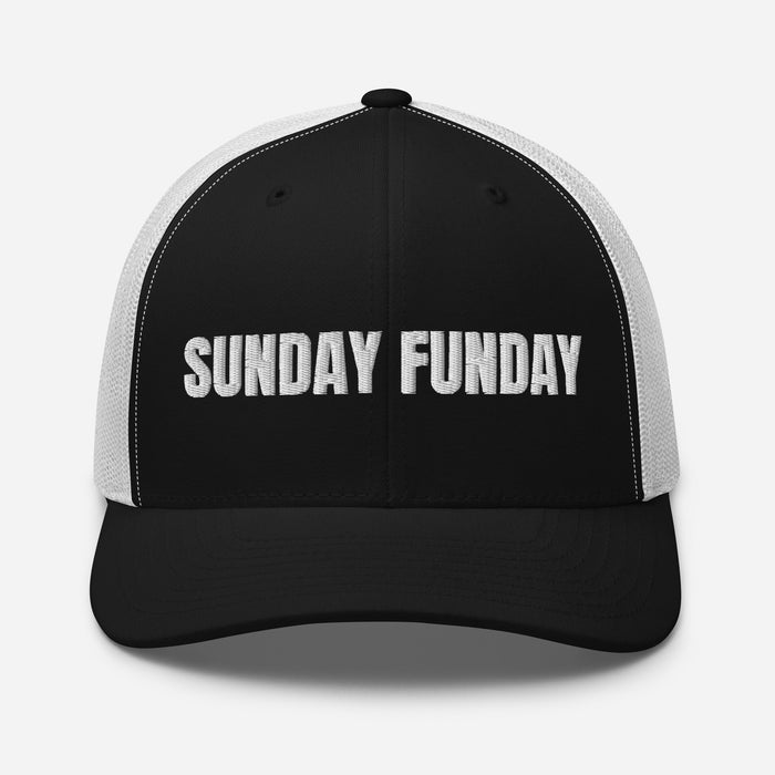 Sunday Funday Embroidered Trucker Cap Classic Six-Panel Mesh Back Hat Party Football Sports Hat