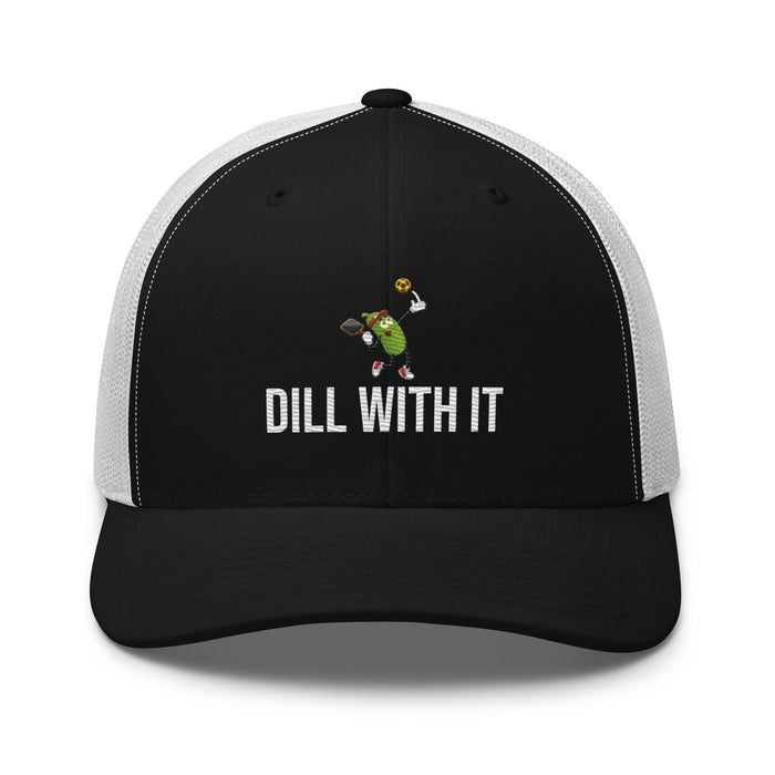 Pickleball Dill With It Embroidered Trucker Cap Classic Six-Panel Mesh Back Hat Pickleball Hat Mens Hat Womens Hat Gift Idea