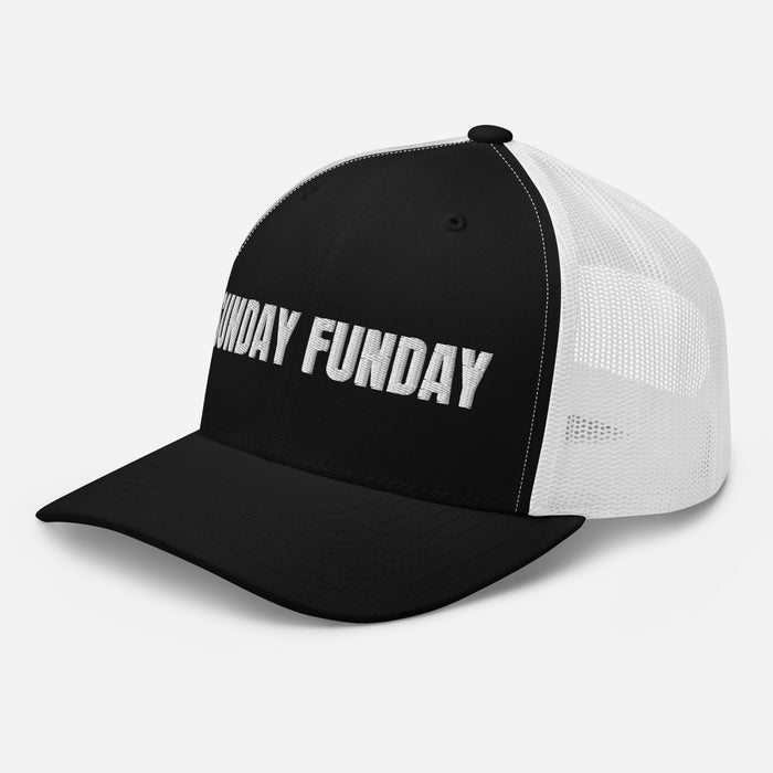 Sunday Funday Embroidered Trucker Cap Classic Six-Panel Mesh Back Hat Party Football Sports Hat